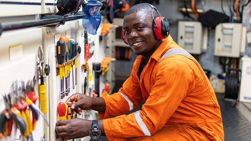 marine engineer officer in engine control room